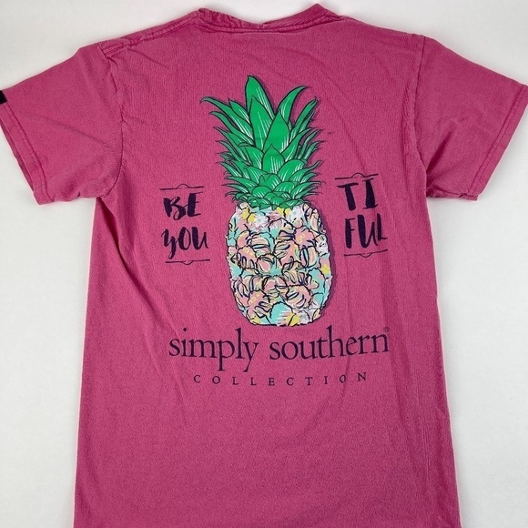 Simply Southern Tshirt Womens Small Pink Pineapple - Picture 7 of 9